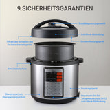 Midea MY-CS6019WPB Multikocher, Schnellkochtopf, 5.5 Liter, Display, 1000 Watt, Edelstahl